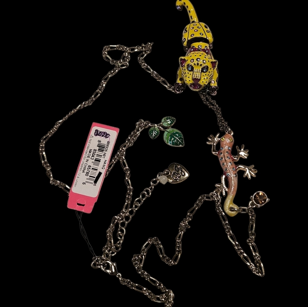 🐯Betsey VIVA LA BETSEY Articulating Tiger Lizard Pendant Necklace - NWT